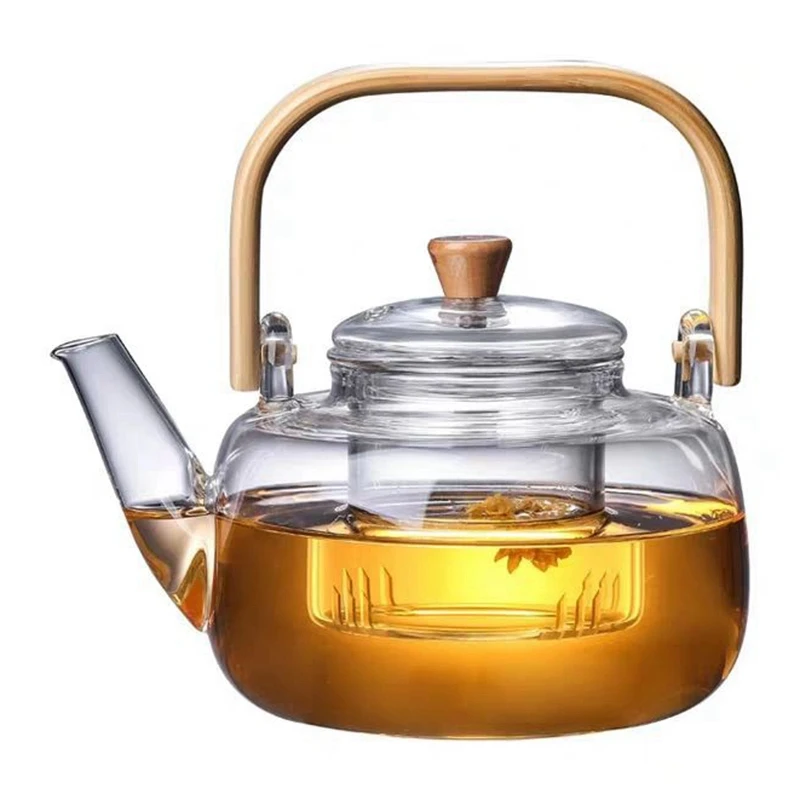 

Glass Teapot Bamboo Handle Beam Teapot High Borosilicate Kung Fu Teapot Electric Ceramic Stove Teapot Bamboo Beam Teapot
