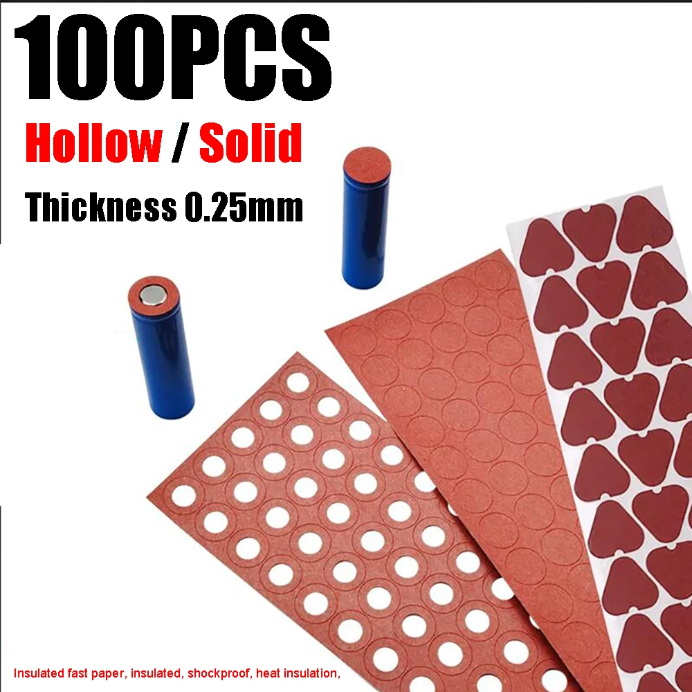 

100pcs RED X 1S 18650 Li-ion Battery Insulation Gasket Barley Paper Lithium Pack Insulating Glue Fish Electrode Insulated Pads