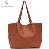 sc high quality genuine leather tote handbags women fashion simple casual style large shoulder bags daily laptop shopper purses