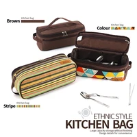 camping cutlery storage bag picnic bbq storage pack dinnerware carrying tote outdoor tablewar organizer bag tableware accessorie