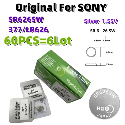 Аккумуляторы Sony SR626SW T&E 1,55В 2-60шт