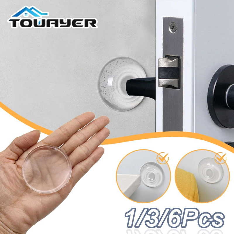 

1/3/6Pc Mute Door Stop Wall Protection Door Handle Bumper Protective Plug Transparent Self-adhesive Round Bumper Wall Protectors