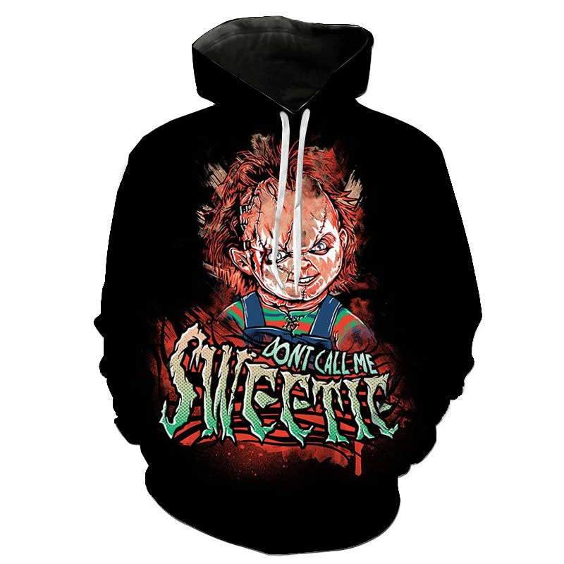 

Новинка 2023, модные толстовки с 3D принтом Чаки, крутые толстовки, мужские, женские, детские модные пуловеры, пальто оверсайз, Детская толстовк...