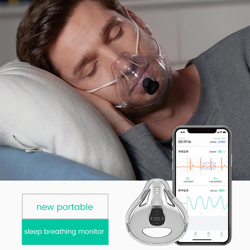 

Sleep Apnea Monitoring Wearable Respiratory Breathing Snoring Sleeping Cycle Monitoring Magnetic Charging Health Sleep Device