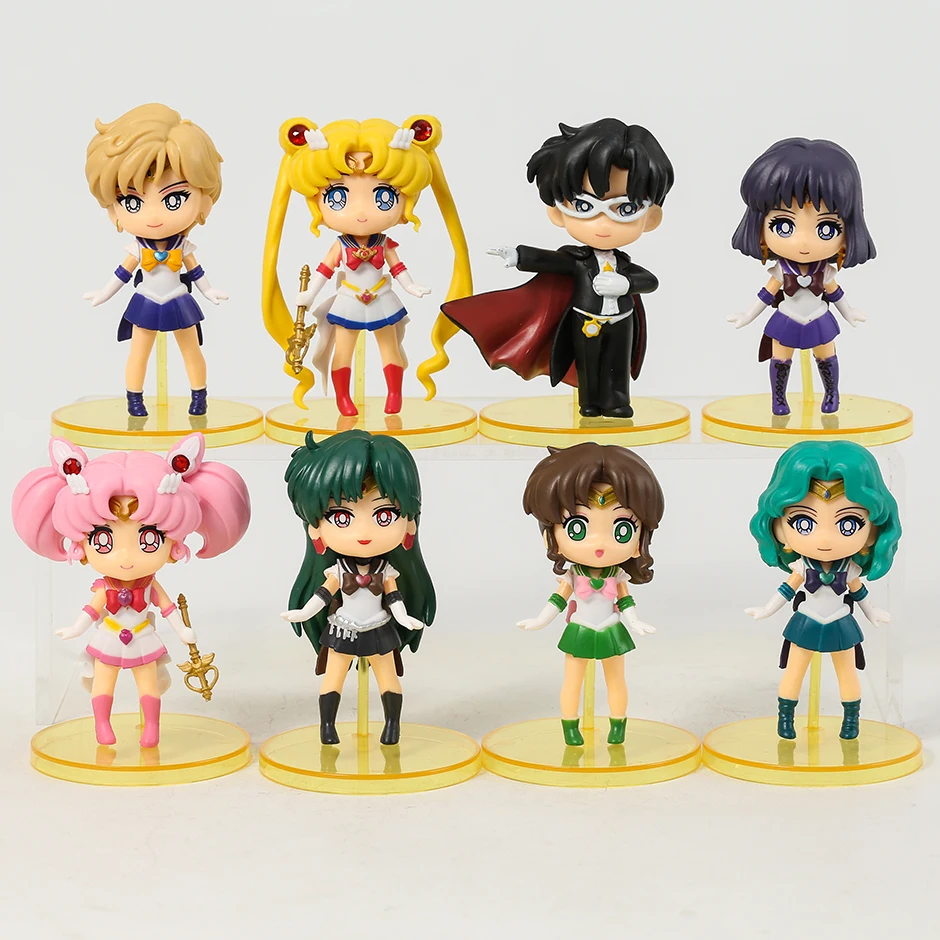 

Sailor Moon Tsukino Usagi Chiba Mamoru Sailor Mercury Mars Jupiter Venus Uranus Neptune Pluto Figure Toys Cute Decoration Dolls