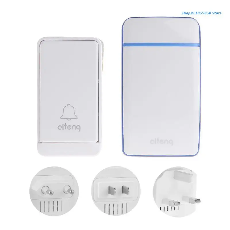 

C5AB Wireless Doorbell Kits Battery-free Waterproof Door Bell Button Transmitter Receiver System Office Home Hotel