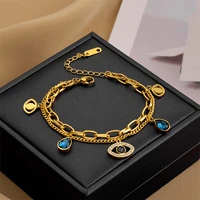 titanium blue eye bracelet for women rustproof multi layer bracelets charm girls wrist jewelry party wedding gifts dropshipping