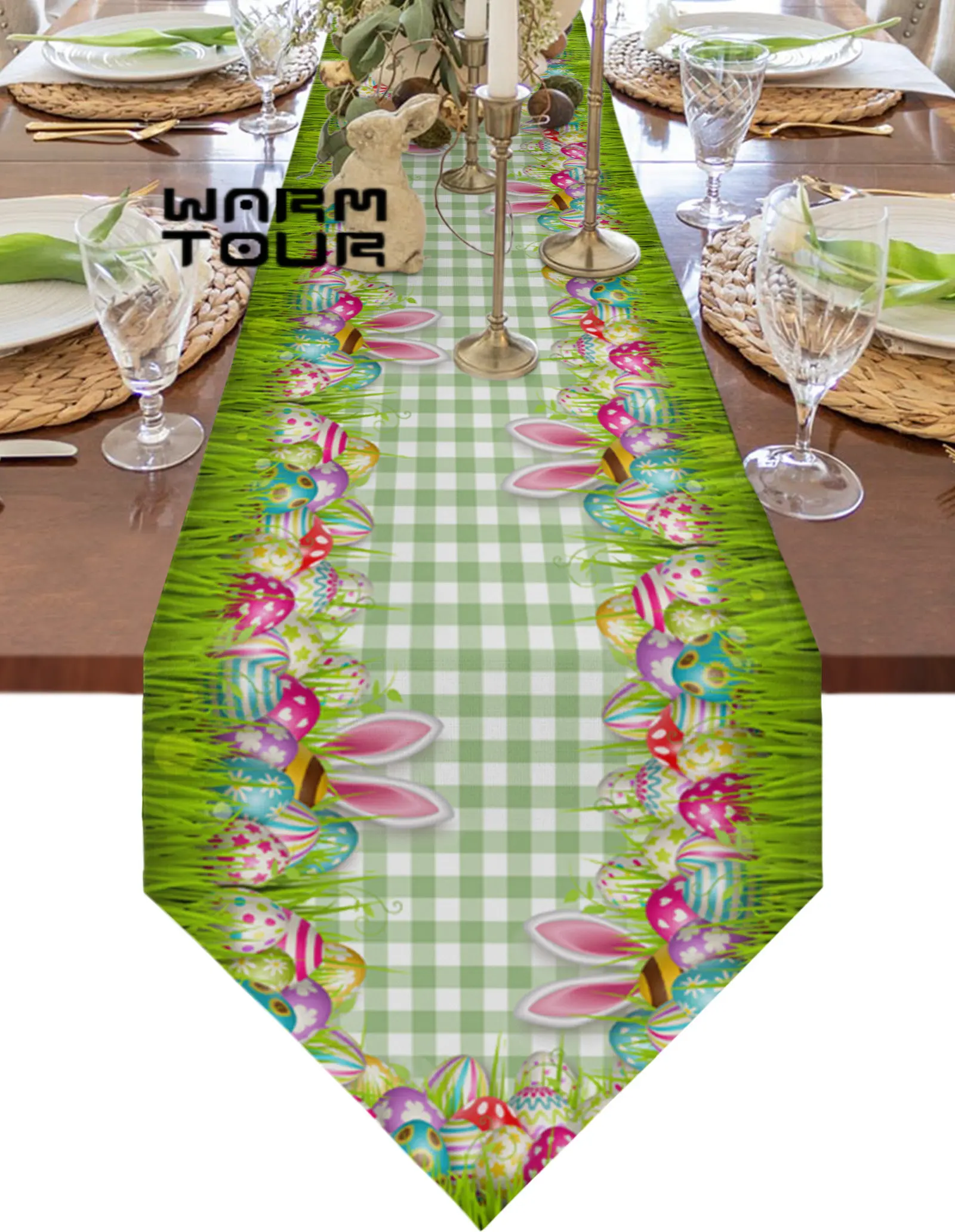 

Пасхальное яйцо с ушками кролика зеленая клетчатая скатерть для свадебной вечеринки праздничное украшение для стола скатерть для стола