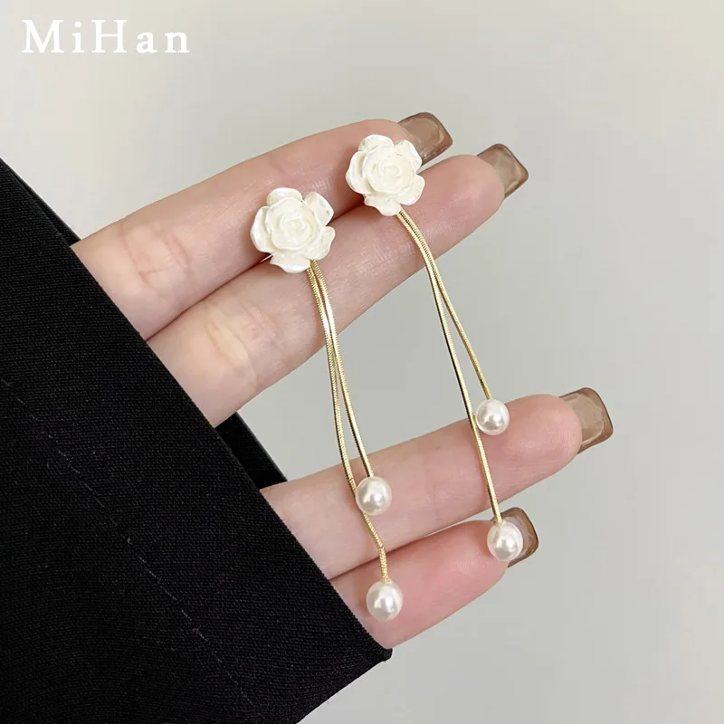 

Modern Jewelry 925 Silver Needle Sweet Korean Temperament Camellia Earrings For Women Wedding Gifts Delicate Design Accessories