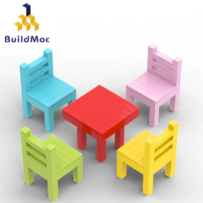

Buildmoc Banbaned, столы, стулья, игра для фигурок, набор строительных блоков MOC, Наборы игрушек для детей, подарки, игрушки, кирпичи