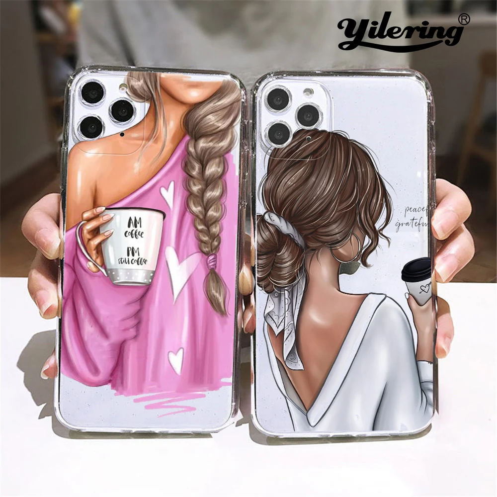 

Fundas For iPhone 8 7 6S Plus 11 Pro XS MAX XR X Coque For iPhone SE 2020 11 12 13 mini Pro Max Case Fashion coffee women Cover