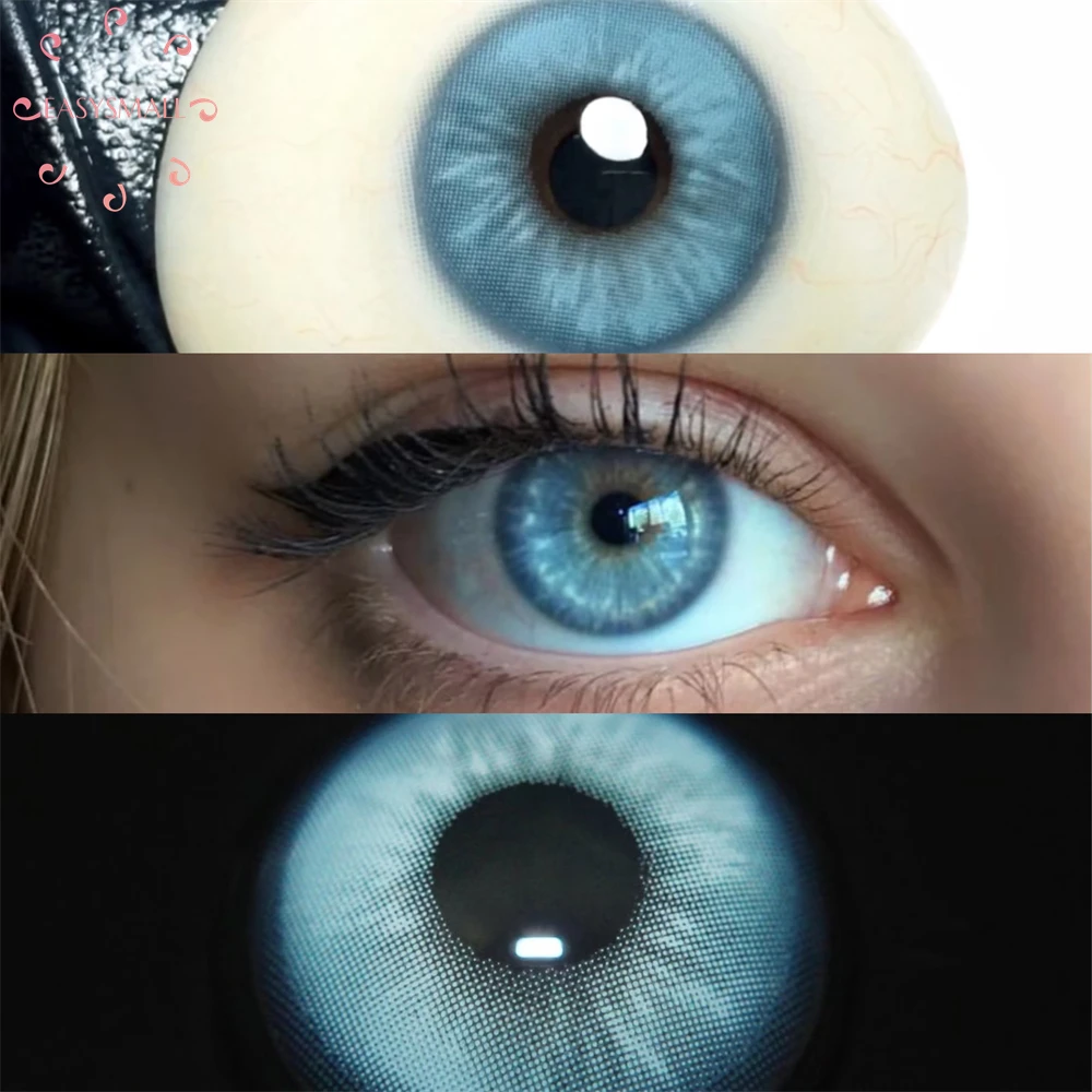 

Easysmall Elsa Blue Contact Lenses for Eyes Natural Yearly Contact Lens Small Beauty Pupil Degrees Prescription Myopia