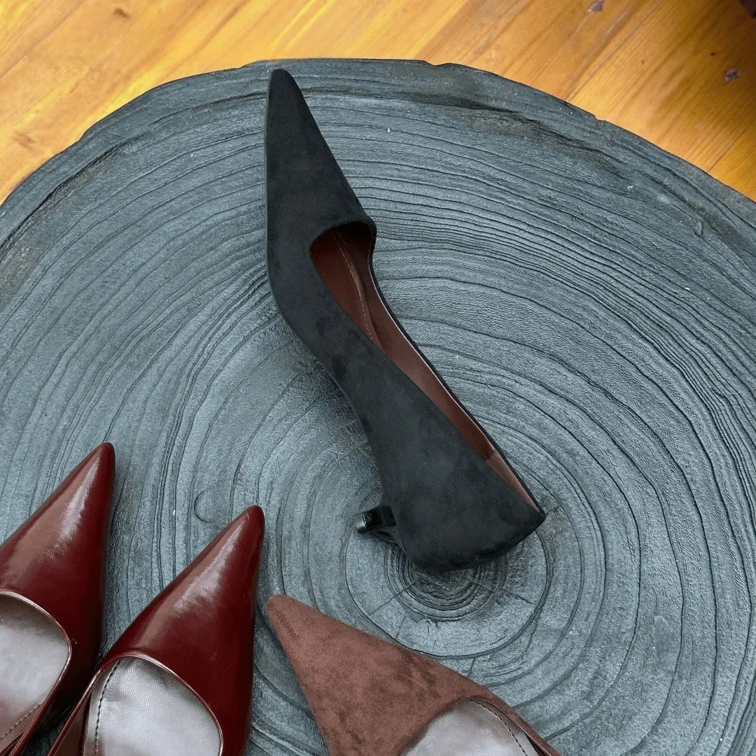 Женские туфли-лодочки пикантные замшевые туфли на высоком каблуке с острым