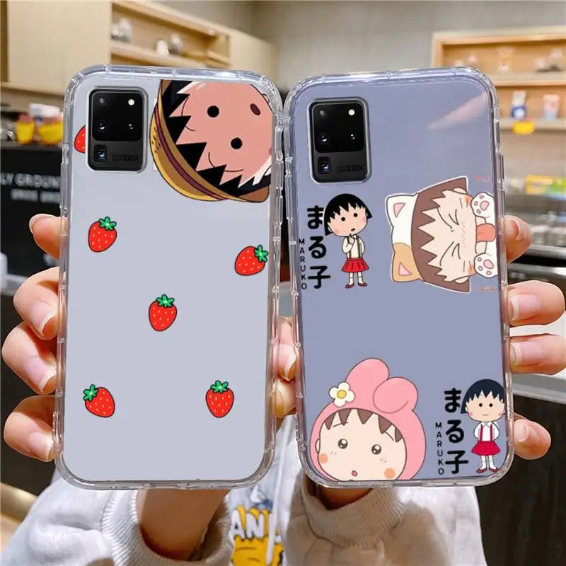 

Cartoon Chibi Maruko Chan Phone Case For Samsung Galaxy S10 S10e A70 Edge S22 S23 Plus Ultra Note10 Transparent Cove