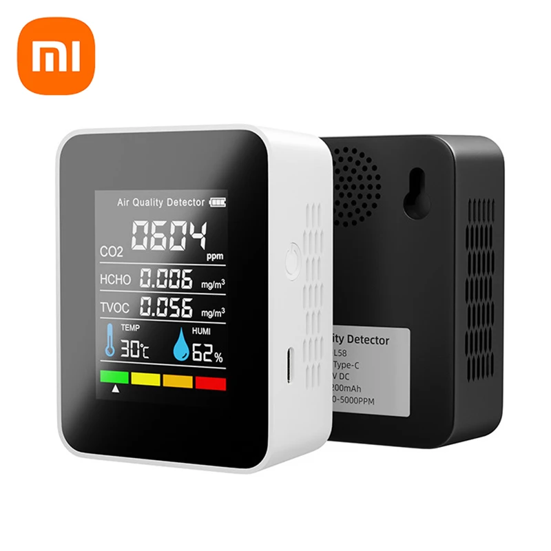 Xiaomi NEW 5in1 CO2 Meter Digital Temperature Humidity Tester Carbon Dioxide TVOC HCHO Detector Air Quality Monitor