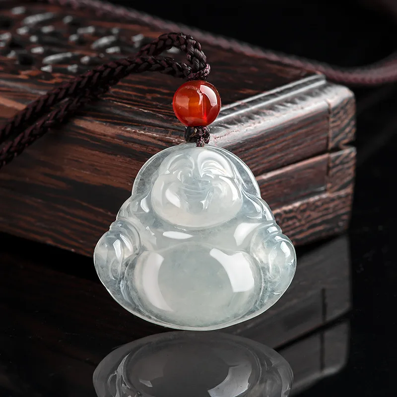 Burmese Jade Maitreya Pendant Accessories Necklace Gemstone Charms Emerald Jadeite Talismans White Natural Jewelry Luxury Gift