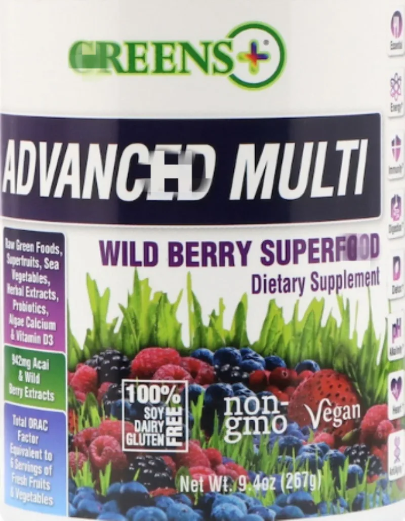 

9.4 ounces powder, green fruit and vegetable Acai and wildberry extract