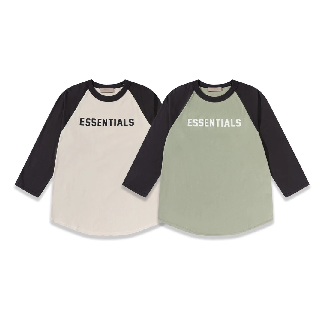 

Essentials 8th Collection Letter Print Patchwork T-shirt Men Women Three Quarter Sleeves T-shirt High Quality 1:1 Streetwear Tee