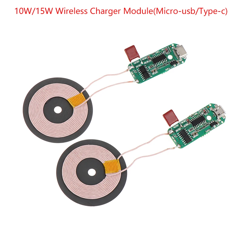 

10/15W Fast Wireless Charger Module Micro Type-C Universal Mobile Phone Transmitter Motherboard PCBA Circuit Board Coil DIY