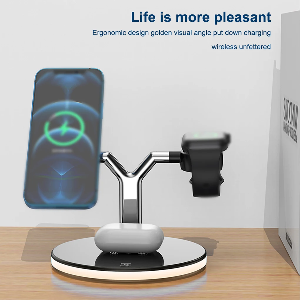 

3 in 1 Smart Charger Phone Smart Watch Headset Charging Dock Station Quick Charge Travel Desktop Stand Pad with Cable