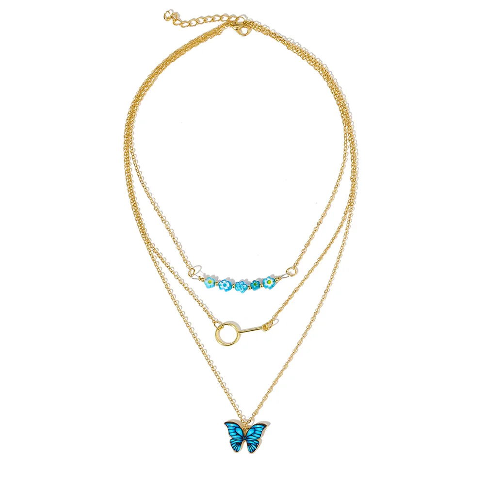 

Butterflies Charm Necklace Delicate Neck Pendant Lady Neck Decor Jewelry