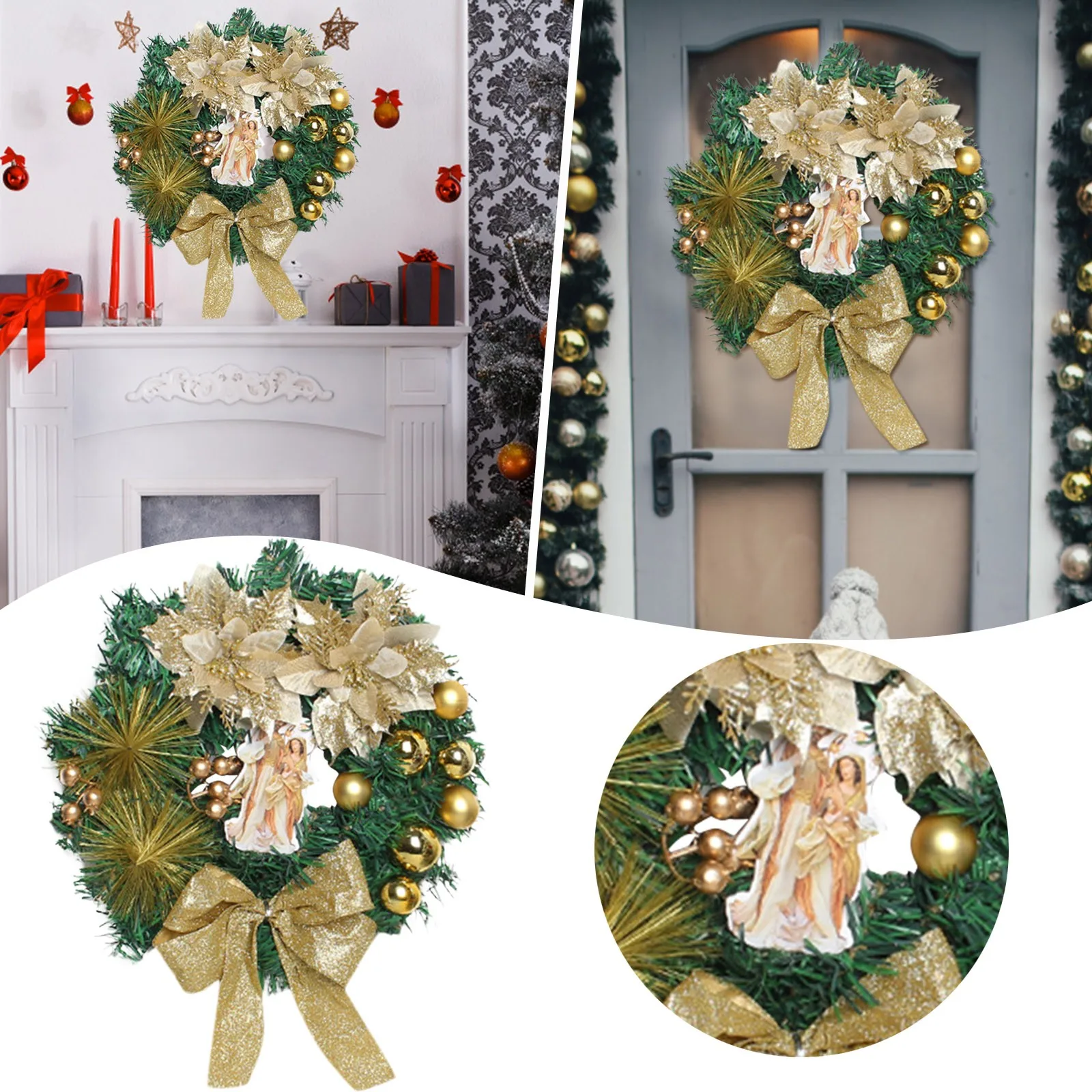 

Holy Christmas Wreath Lit Christmas Scene Wreath Christmas Wreath At The Front Door Christmas Wreath with Lights Outdoor