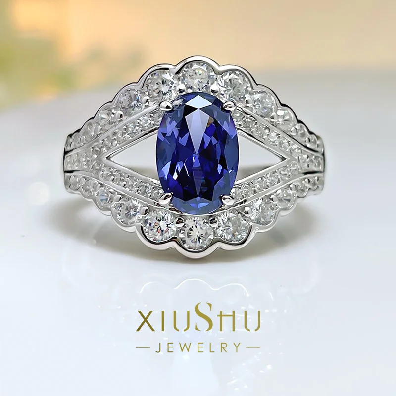 

Кольцо из искусственного танзанийского серебра 925 пробы, 2 карата