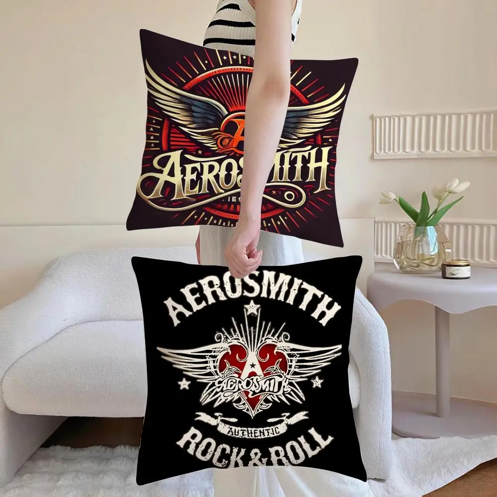 Фото Чехол для подушки Band A-Aerosmith, дышащая льняная наволочка, летняя, без запаха, экологически чистая, с невидимой молнией, моющаяся. №2