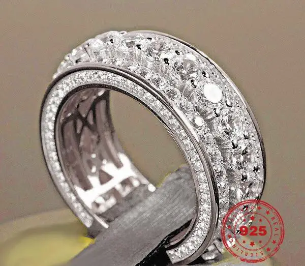 Real S925 Sterling Silver color Diamond Ring for Women 100% Silver 925 Jewelry Bizuteria Anillos De Diamond Gemstone Ring Box