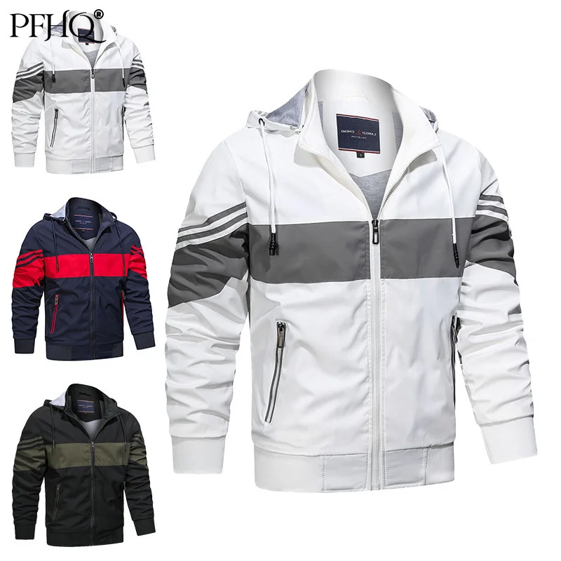 

PFHQ 2022 Patchwork Color Autumn Winter New Men's Casual Hoodies Sports Coat Jacket Techwear Male Windbreaker Clothes 21B1328