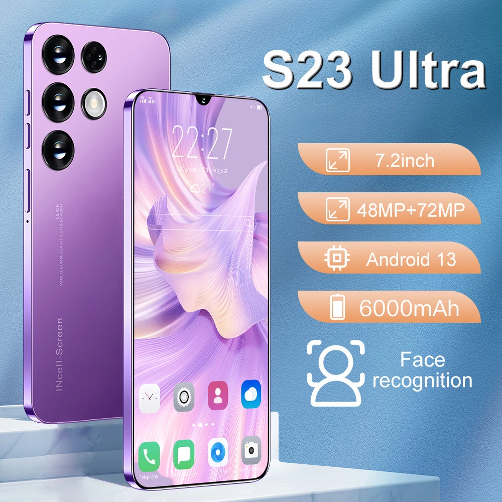 S23 Ultra Smartphone 7.2 inch 6000mah Cell Phone 16GB 1TB Unlocked Mobile Phones Android 13 Global Version 5G Phone Celulares