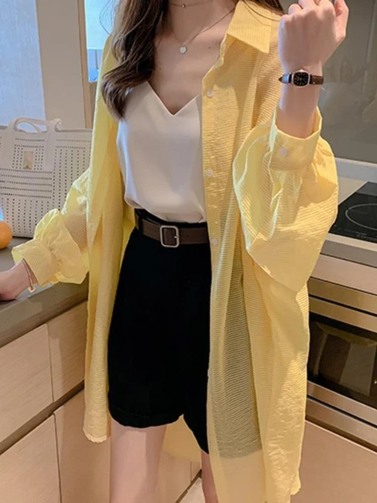 Солнцезащитные рубашки женские мешковатые для отдыха повседневные шикарные