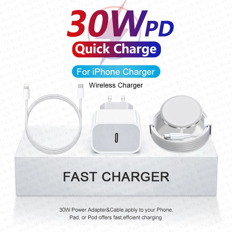 

Original PD 30W USB C Fast Charger For APPLE iPhone 12 11 14 13 Pro Max SE Mini X XS XR 8 Plus AirPods Magsafe Wireless Chargers