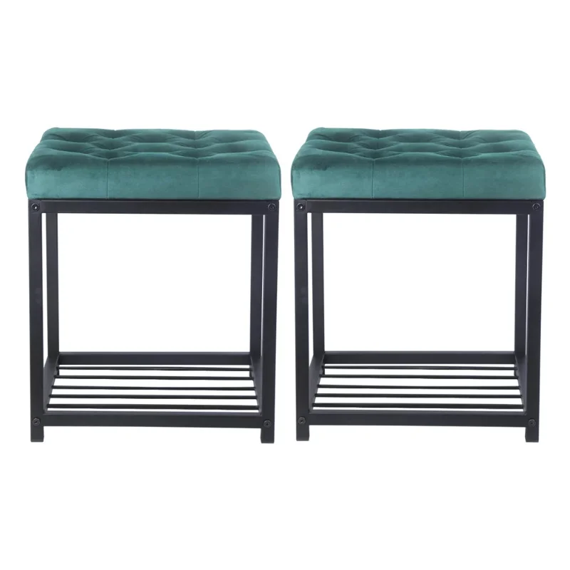 

Оттоманка квадратной металлической обивки GIA Design Group, 2 упаковки, кресло-стул зеленого цвета