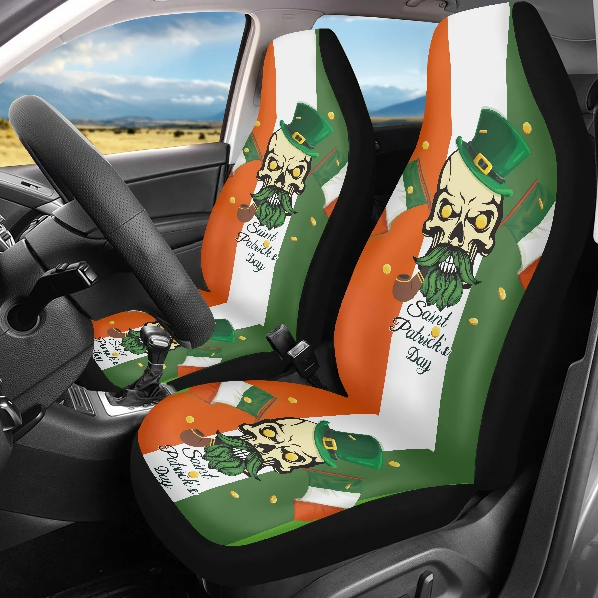 Чехлы на сиденья автомобиля с 3d-изображением черепа в готическом стиле