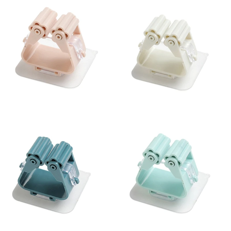 

4 Pcs Wall Mop Hooks Hanging Rack Powerful Traceless Broom Shelf Mop Clamp Stand Holder For Home Bathroom Accessories