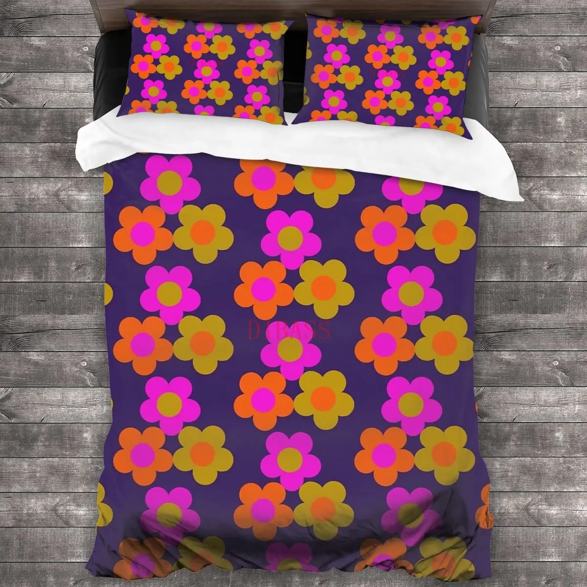 

Flower Power Mod Daisy Soft Microfiber Comforter Set with 2 Pillowcase, Quilt Cover With Zipper Closure