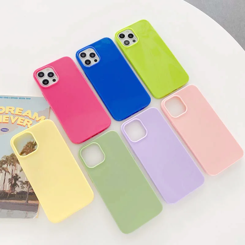 

Candy Solid Phone Case for Iphone 13 Xs Max Xr 7 8plus SE2020 Shockproof soft Silicon Cover for Iphone 12 11 Pro Max Case