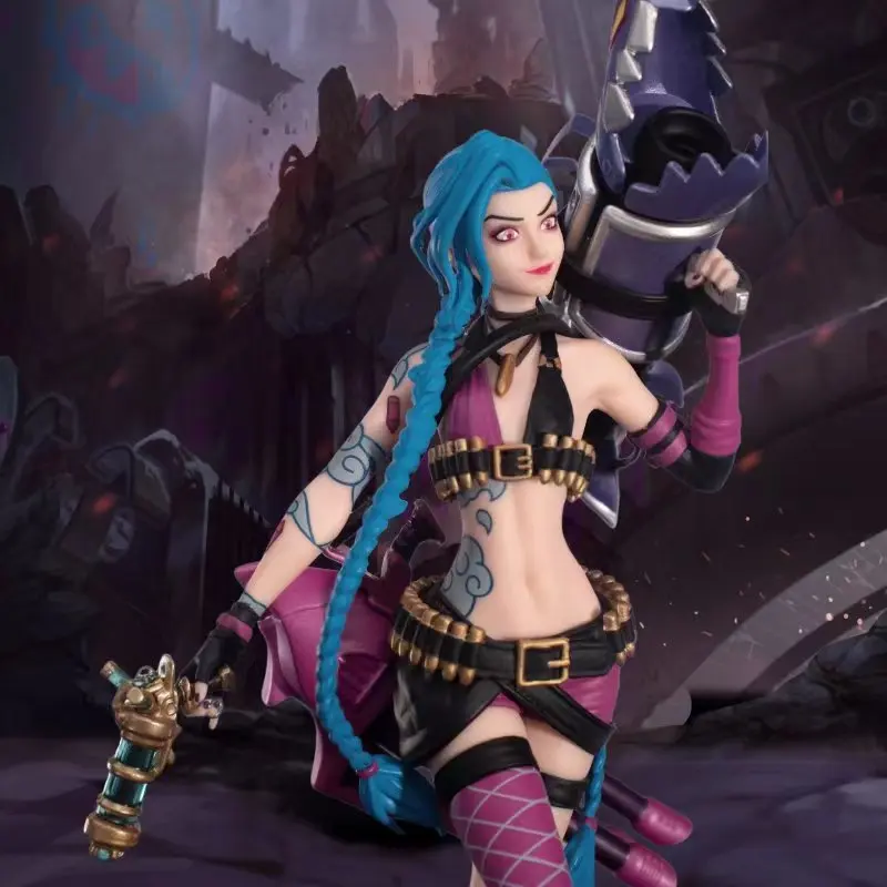 

22cm League Of Legends Lol Jinx The Loose Cannon 3d Styling Pendesktop Functional Decorations Anime Model Toys Gift