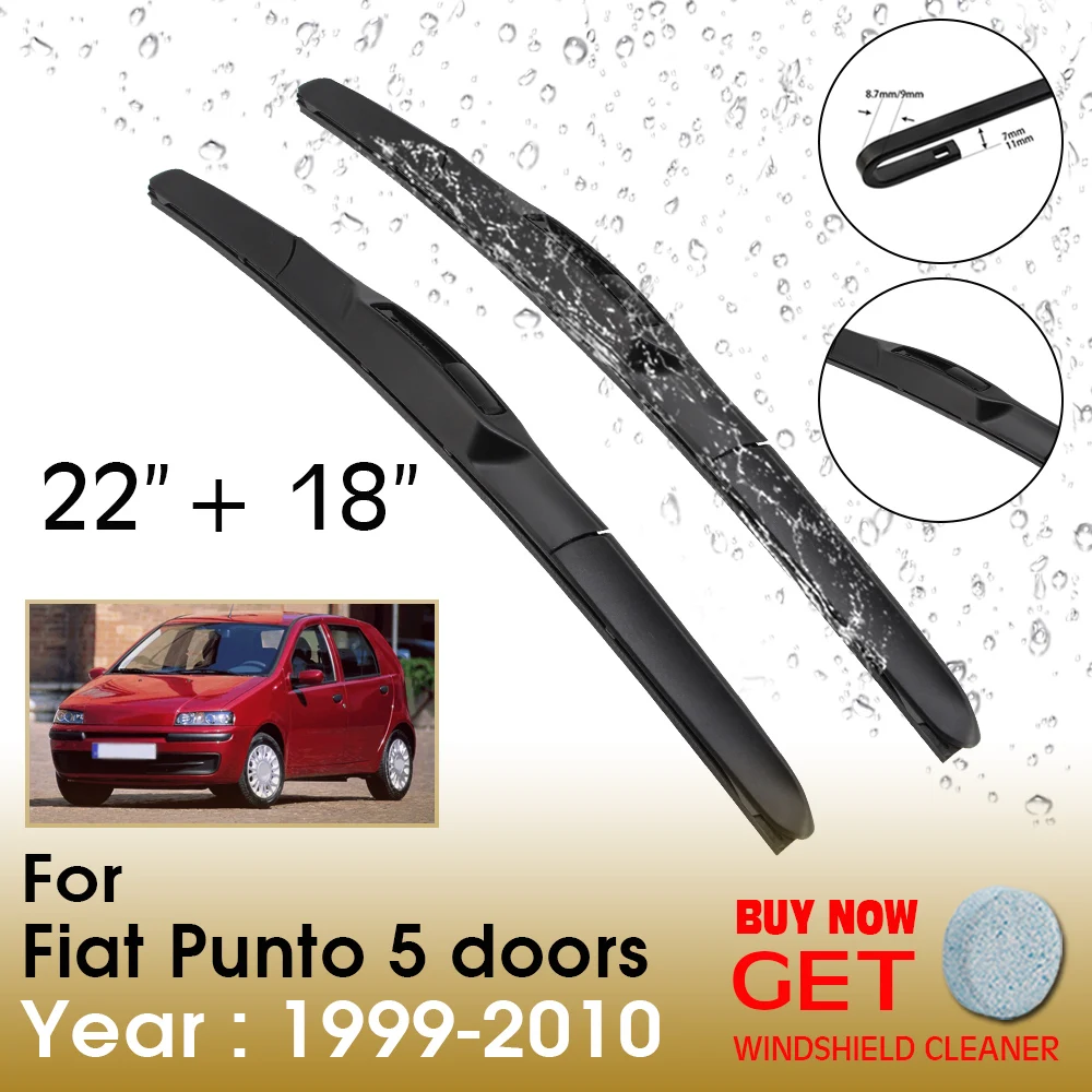 

Car Wiper Blade For Fiat Punto 5 doors 22"+18" 1999-2010 Front Window Washer Windscreen Windshield Wipers Blades Accessories