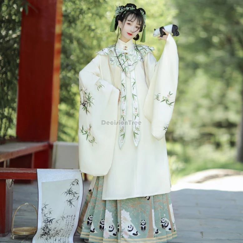 2024 китайская Улучшенная панда элемент династии Мин вышитый стоячий воротник