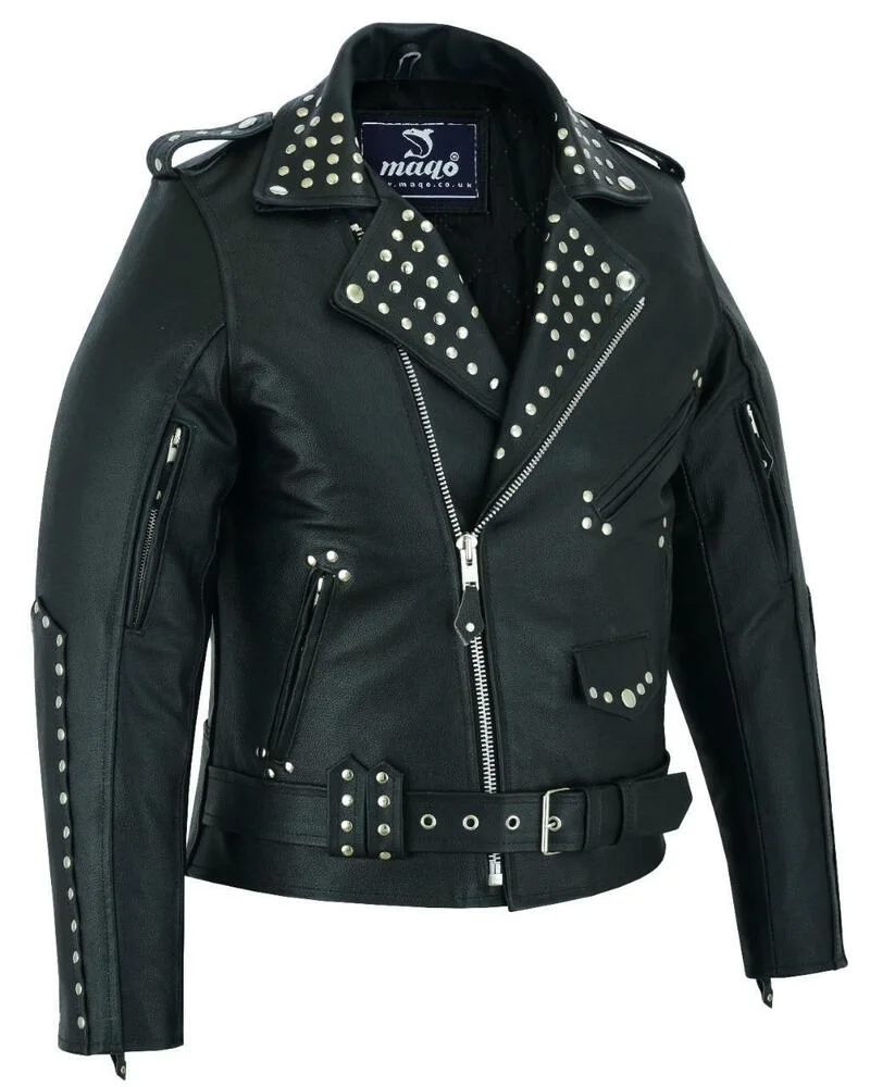Leather Jacket Men's Classic Motorcycle Studs European and American Fashion Trends