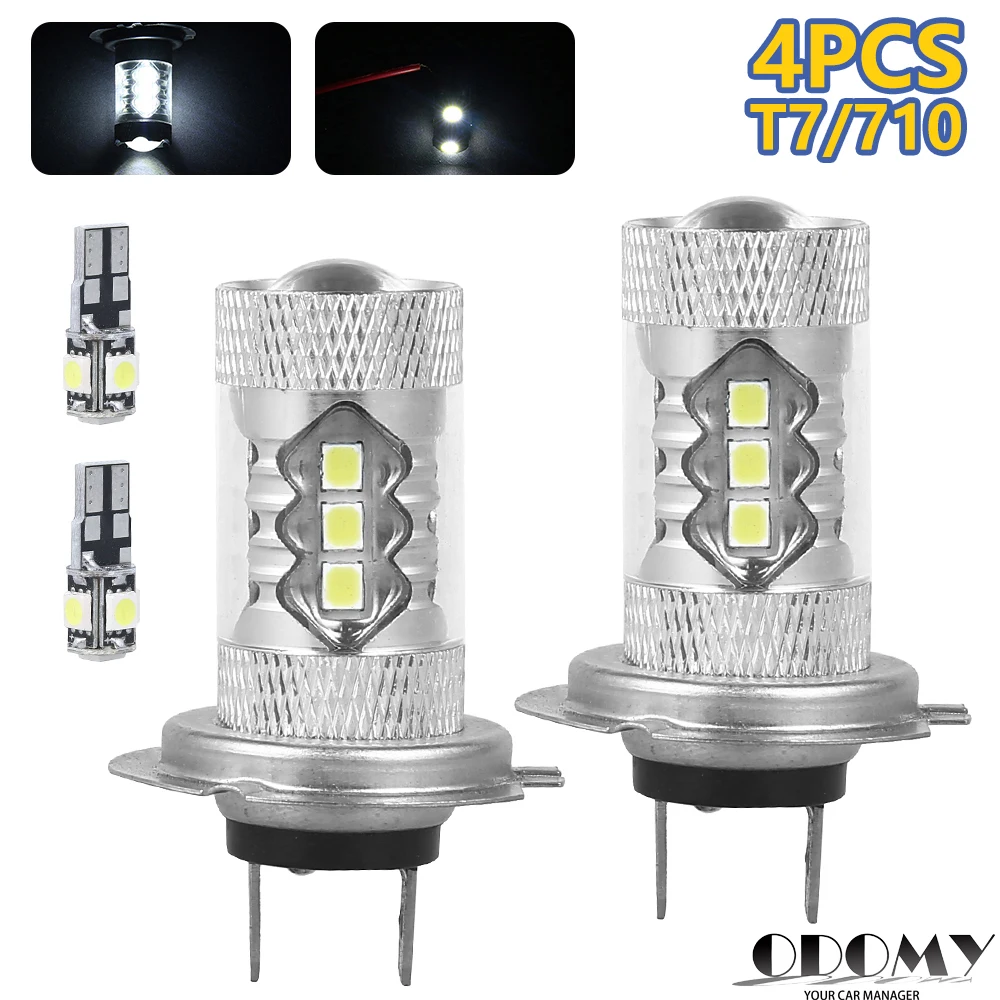 

Halogen Fog Bulbs Side Lamp H7 + T10 Light H7 Led Headlight Bulbs 12V 80W 6000K 800LM LED Car Lights T10 Auto Headlamps Super