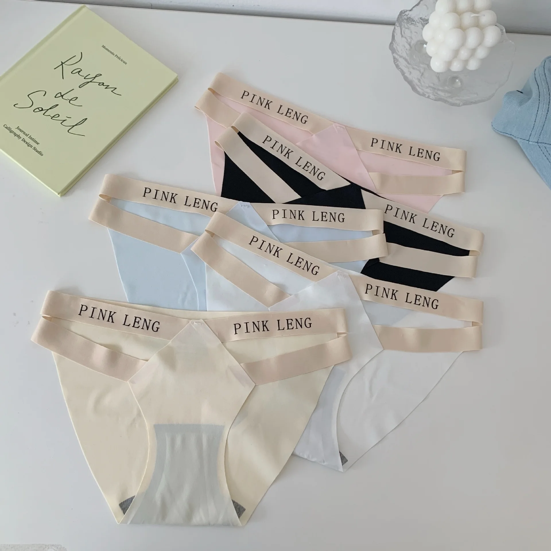 

Letter Waist Seamless Comfortable Briefs for Girls Simple Sporty Low Waist Ribbon Underpants Sexy Ice Contrast Women Underwear