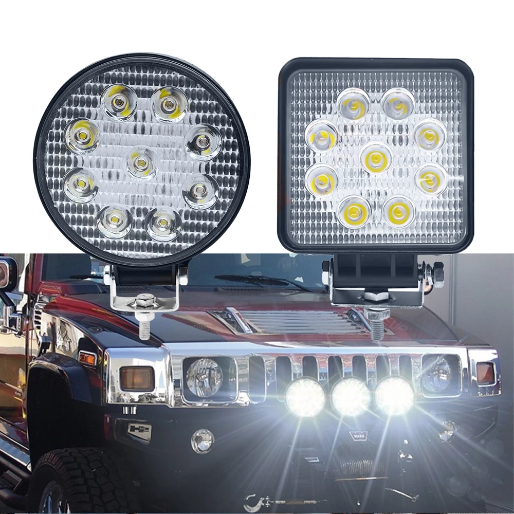 

1pc 27W Car Led Work Light Car Spot LED Work Lights for 4X4 ATV Offroad Trucks Tractor Fog Lamp Headlights Daytime Running Lamps