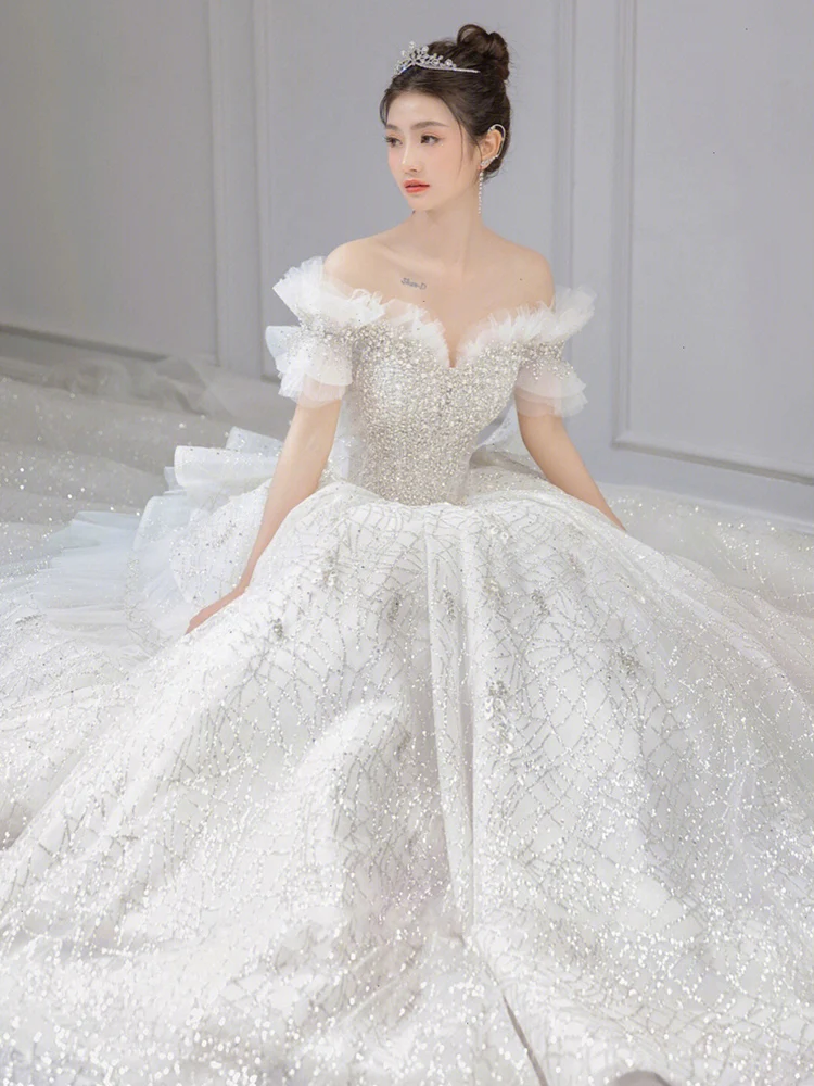 2024 роскошное свадебное платье с открытыми плечами аппликацией для беременных