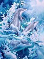 5d diamond painting blue wave dolphin full drill by number kits for adults diy diamond set arts craft decorations a0162