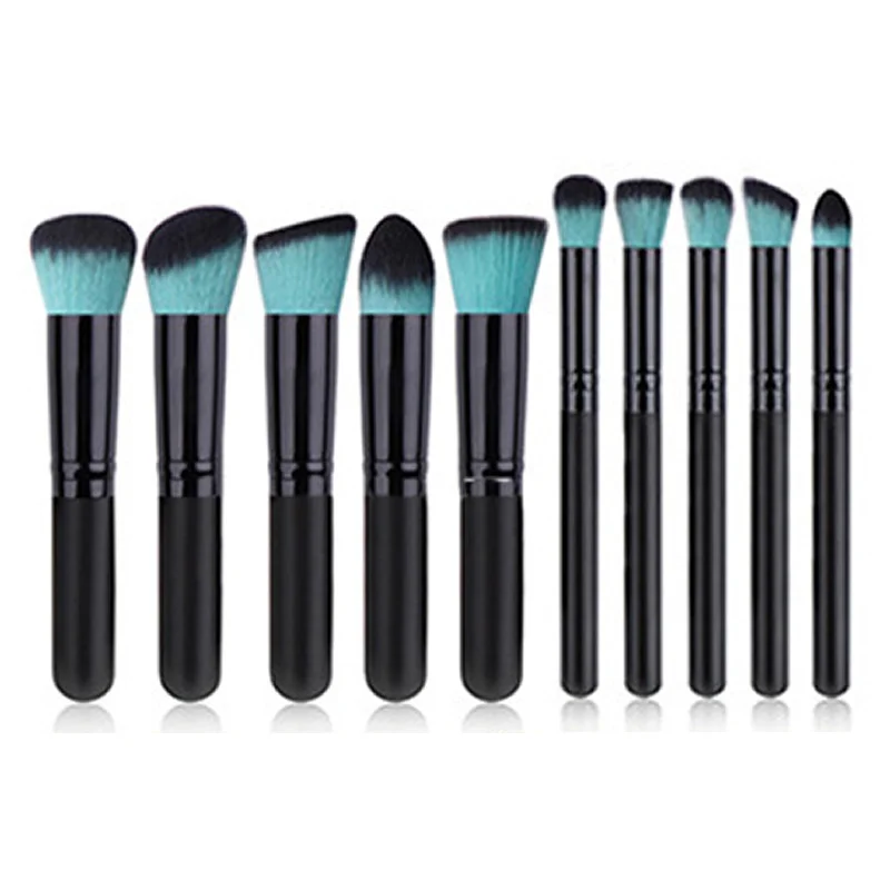 

New Arrive 10 pcs Synthetic Kabuki Makeup Brush Set Cosmetics Foundation blending blush makeup tool