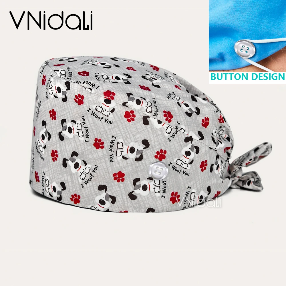

Dog Print Surgical Cap Nurse Cap Pet Shop Clinic Hospital Nursing Cap nurse accessories scrub hats for women and man