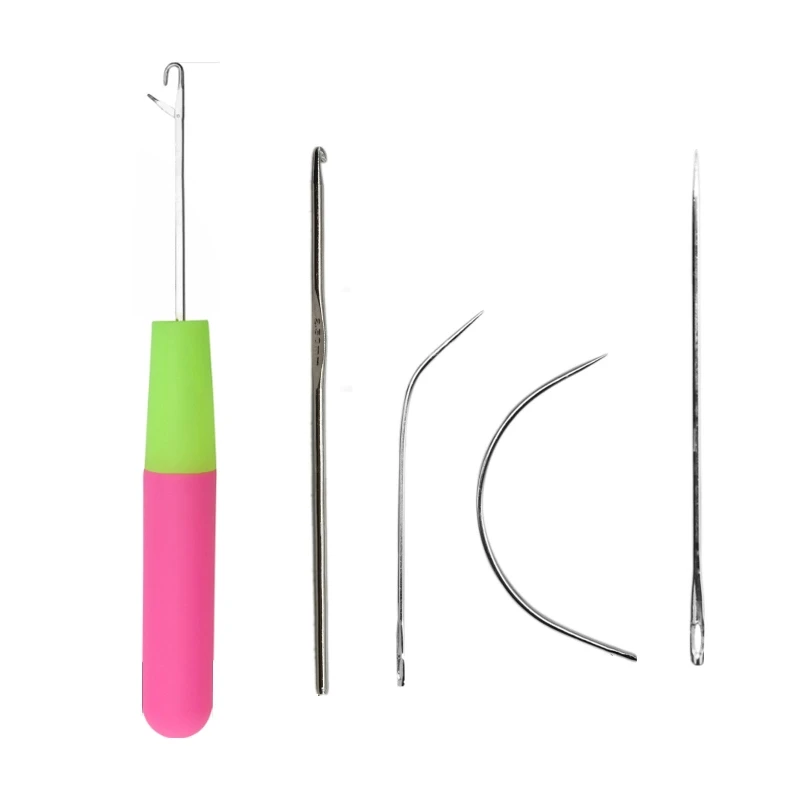 

23GF 5pcs Latch Hook Crochet Needle Set for Kids Adults Braid Hair and Hair Extension Styling Tool